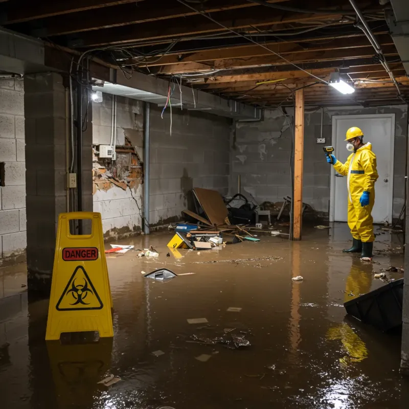 Flooded Basement Electrical Hazard in Benson, NC Property